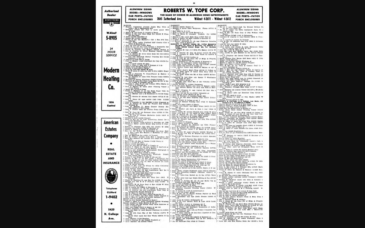 Scanned resident entries from the 1960 Indianapolis Polk directory