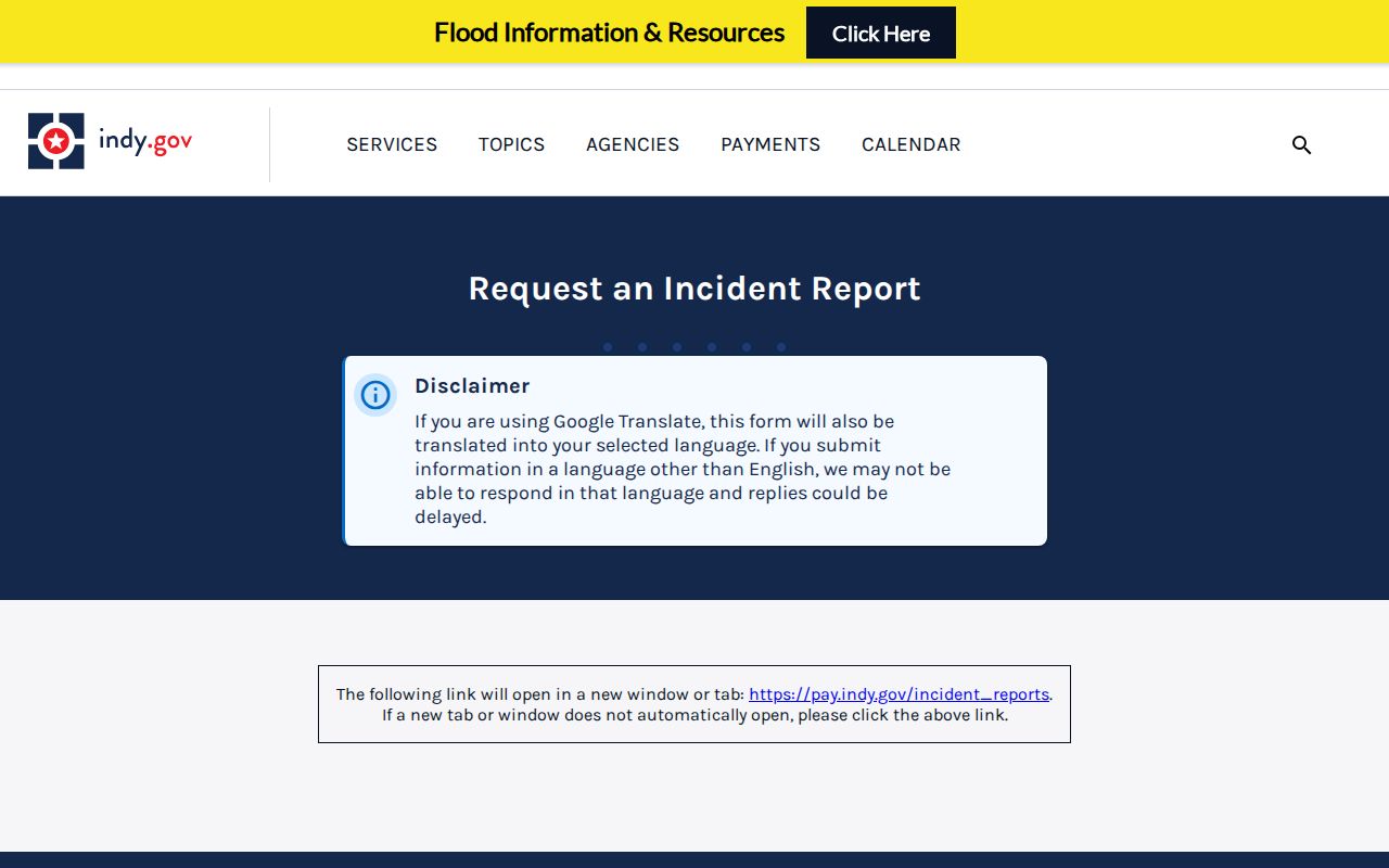 Indianapolis incident report request workflow for a specific public record