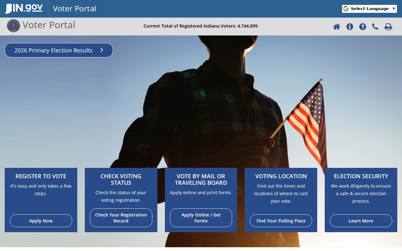 Indianapolis resident lookup through the Indiana voter portal