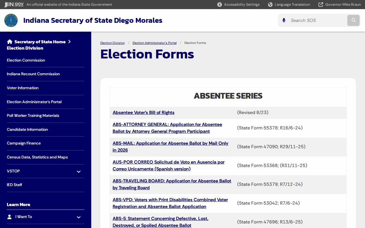 Indianapolis resident lookup voter data request forms